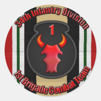 1st BCT 34th ID Classic Round Sticker