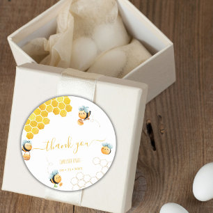 1st Bee Birthday Thank You Classic Round Sticker