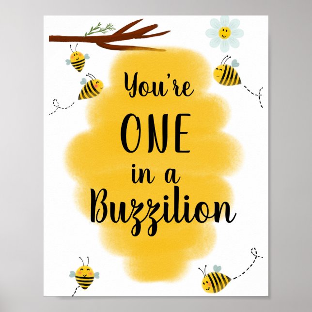 1st Bee Day  | Bumble Bee Birthday Party Sign (Front)