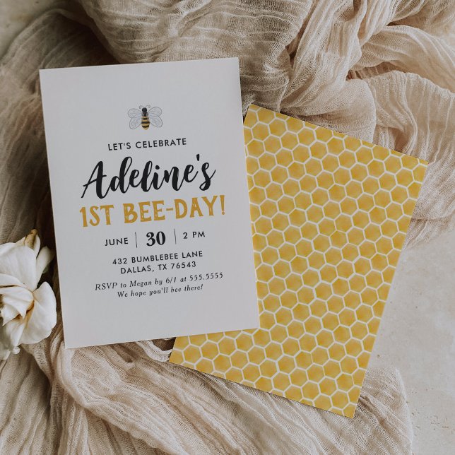 1st Bee Day Bumblebee Birthday Invitation (Creator Uploaded)