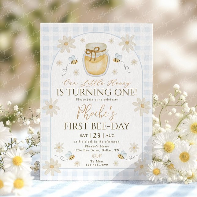 1st Bee Day Girls Birthday Honey Daisy Invitation (Creator Uploaded)