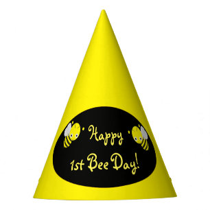 1st Bee Day Happy Birthday Party Hat