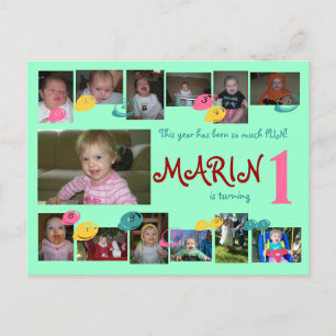 1st birthday 12 months photo postcard