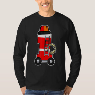 1st Birthday 1 One Girls And Boys Fire Truck Firef T-Shirt