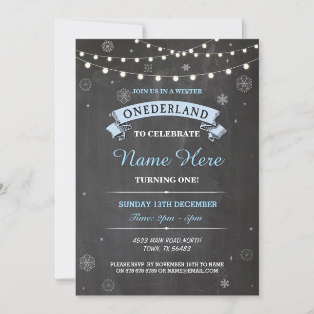 1st Birthday 1 Wonderland Onederland Party Invite (Front)