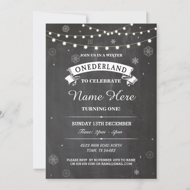 1st Birthday 1 Wonderland Onederland Party Invite (Front)
