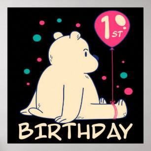 1st Birthday   1 Year Baby   Baby Gift Poster