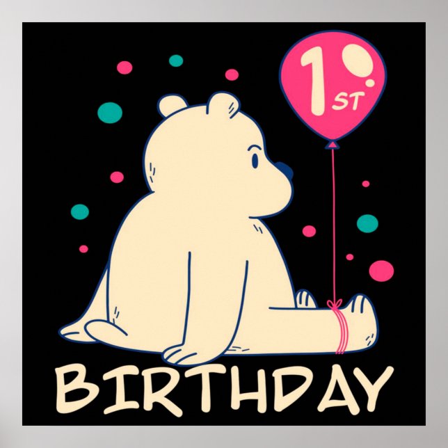 1st Birthday | 1 Year Baby | Baby Gift Poster (Front)