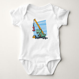 1st Birthday 1 year Mobile Crane Dinosaur Baby Bodysuit