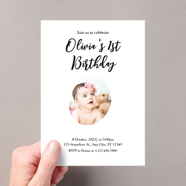  1st Birthday  Acrylic Invitations (Insitu (Handheld))