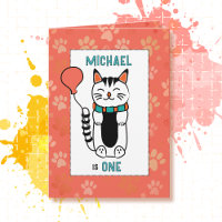 1st Birthday Adorable Cat Cartoon Funny Saying