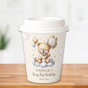1st Birthday Adorable Teddy Bear Birthday Boy Paper Cups