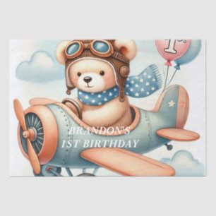 1st Birthday Aeroplane Boy Watercolor Up Up Away Tissue Paper