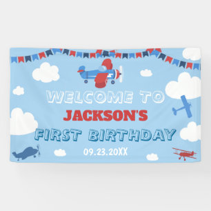1st Birthday Aeroplane ONE Year Has Flown Backdrop Banner