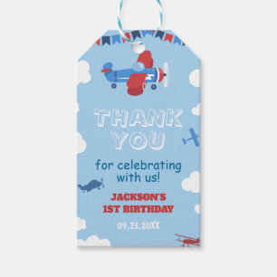 1st Birthday Aeroplane ONE Year Has Flown Sky Clou Gift Tags