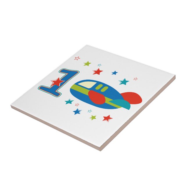 1st Birthday Aeroplane Tile (Side)