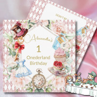 1st Birthday Alice In Wonderland Floral Square