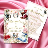  1st Birthday Alice In Wonderland Pink Floral 