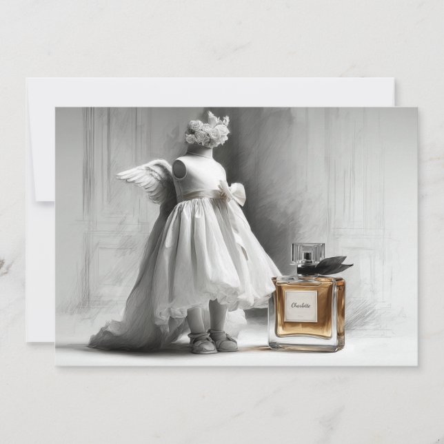 1st Birthday Angel Dress & Perfume Art Invitation (Front)