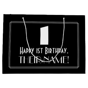 1st Birthday ~ Art Deco Inspired Look "1" + Name Large Gift Bag