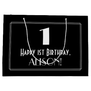 1st Birthday: Art Deco Inspired Style "1", Name Large Gift Bag