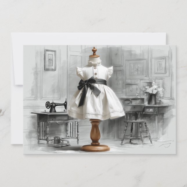 1st Birthday Atelier Black & White Style Invitation (Front)