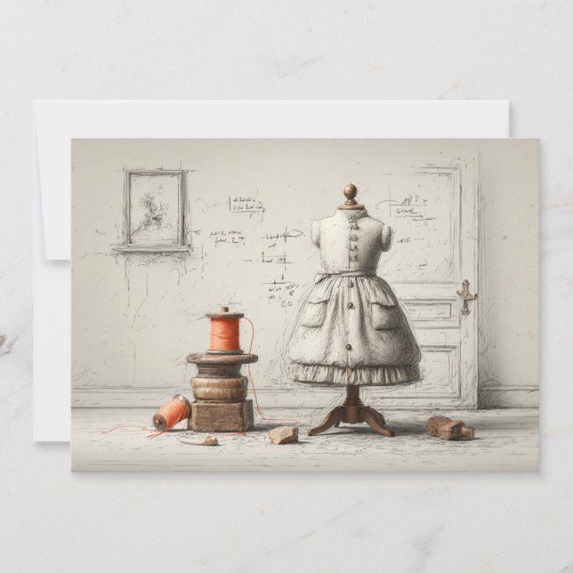 1st Birthday Atelier Black & White Style Invitation (Front)