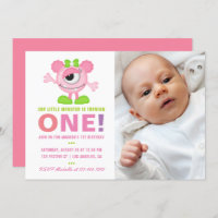1st Birthday Baby Girl Little Monster Invitation