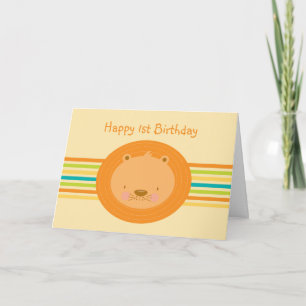1st Birthday Baby Lion Card