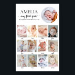 1st Birthday Baby Milestone 12 Months Custom Photo Poster<br><div class="desc">Celebrate a very special milestone with this Gender-Neutral 1st Birthday Poster featuring a 12-photo collage design that highlights each month of your child’s first year. You can easily customize the design by adding 12 photos - one for each month from newborn to one year old, creating a meaningful and heartwarming...</div>