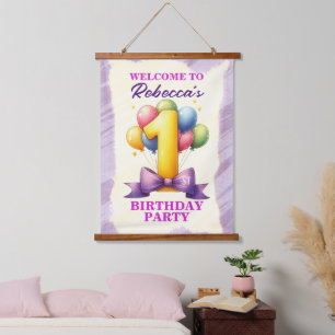 1st Birthday Balloon Theme Hanging Tapestry