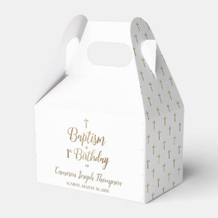 1st Birthday baptism white gold baby Favour Box
