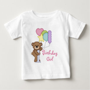 1st Birthday Bear with Balloons Birthday Girl Baby T-Shirt