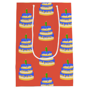 1st Birthday Blue Cake Medium Gift Bag
