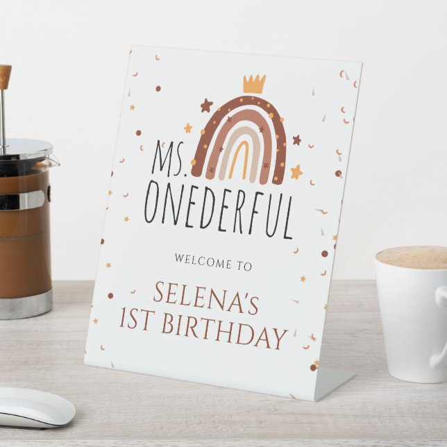 1st Birthday Bohemian Terracotta  Pedestal Sign (In SItu)