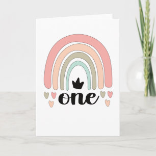 1st Birthday Boho Rainbow Party Kids 1 Year Old Card