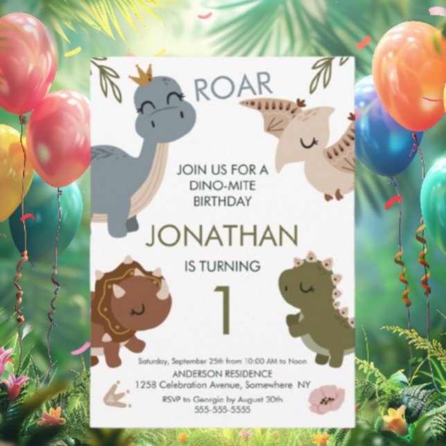 1st Birthday Boho theme Dinosaurs  Invitation (Can’t wait to celebrate together in this amazing world of dinosaurs!)