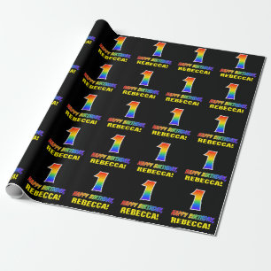 1st Birthday: Bold, Fun, Simple, Rainbow 1 Wrapping Paper