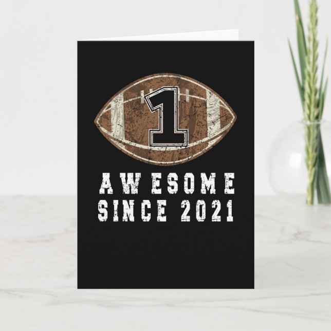 1st Birthday Born In 2021 Football Boy 1 Year Old Card (Front)