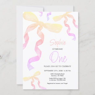 1st Birthday Bow Invitation
