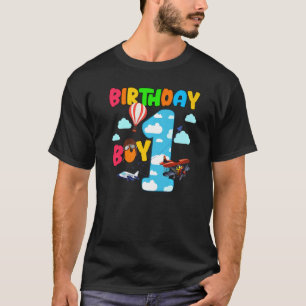 1st Birthday Boy Aeroplane Pilot 1 Years Old Helic T-Shirt