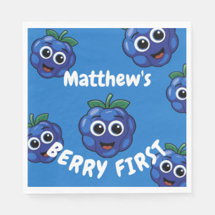 1st Birthday Boy Blue Berryfirst Napkin