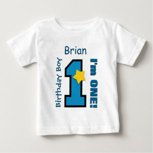 1st Birthday Boy BLUE One Year Custom Name A07 Baby T-Shirt