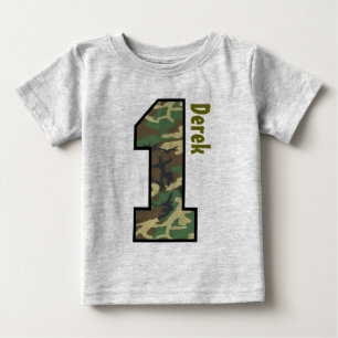 1st Birthday Boy Camo One Year Custom Name V007A8 Baby T-Shirt