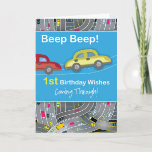 1st Birthday Boy Cars, Blue Card
