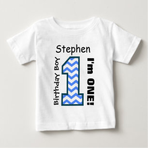 1st Birthday Boy CHEVRON One Year Custom Name V14 Baby T-Shirt