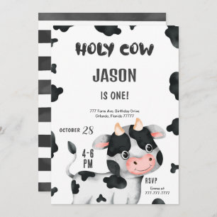 1st Birthday Boy Cow Birthday Invitation