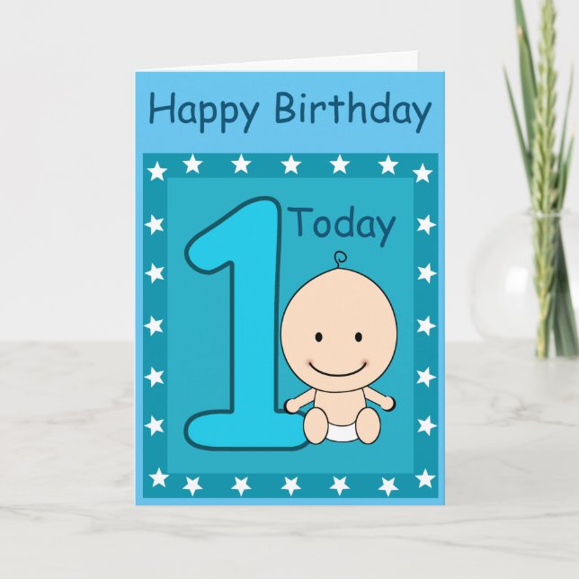 1st Birthday Boy Custom Card (Front)