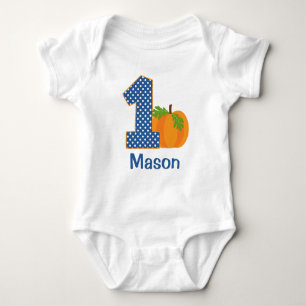1st Birthday Boy Fall Pumpkin Personalised Baby Bodysuit