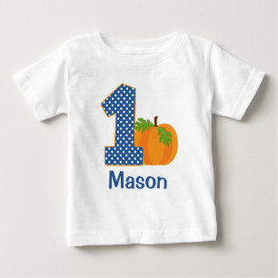 1st Birthday Boy Fall Pumpkin Personalised Baby T-Shirt